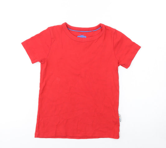 Frugi Boys Red Organic Cotton Short Sleeve T-Shirt 7-8 Years