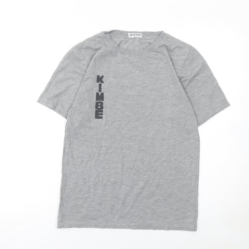 jin & juan Men's Grey Graphic Print Crew Neck T-Shirt Size L