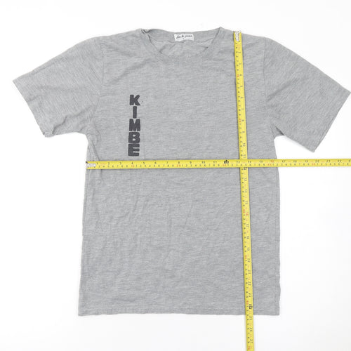 jin & juan Men's Grey Graphic Print Crew Neck T-Shirt Size L