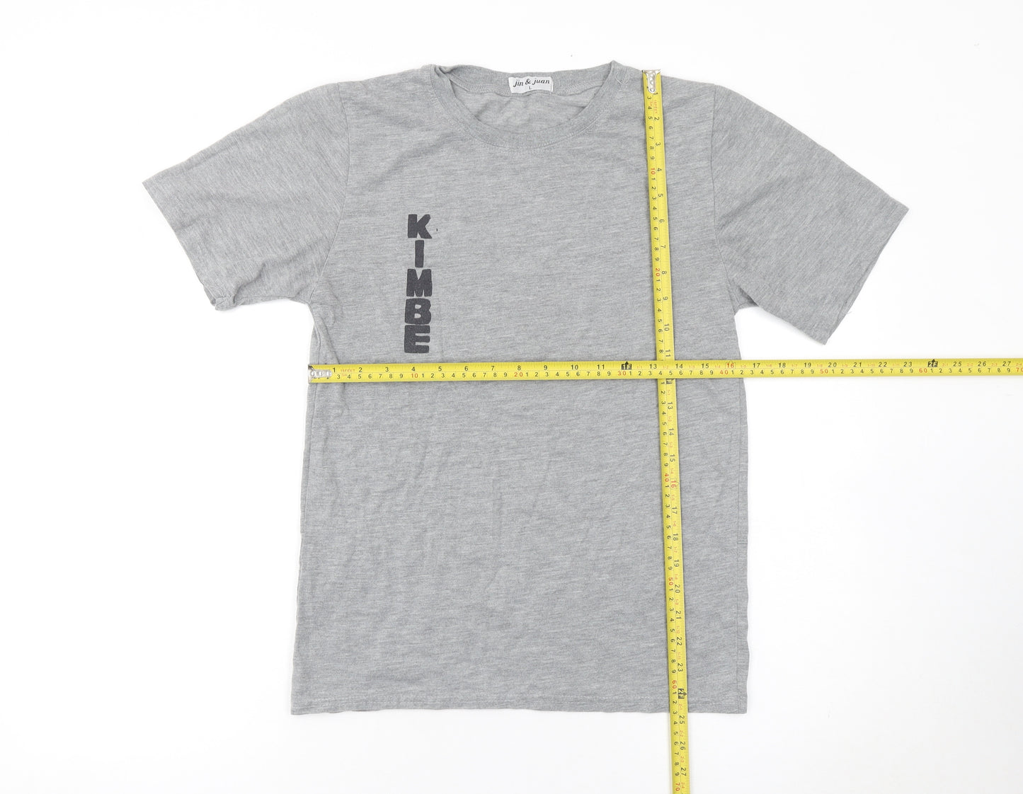 jin & juan Men's Grey Graphic Print Crew Neck T-Shirt Size L