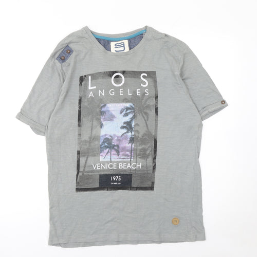 Smith & Jones Men's Grey Venice Beach Graphic T-Shirt Size L