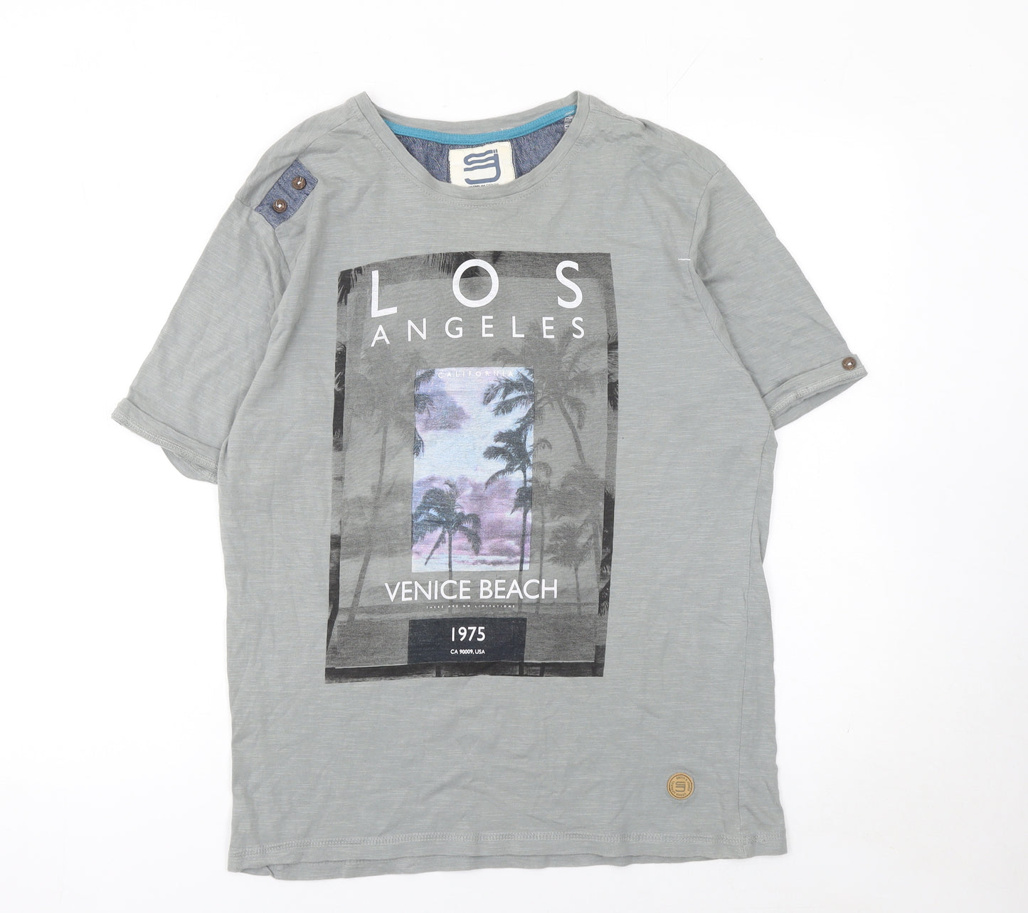 Smith & Jones Men's Grey Venice Beach Graphic T-Shirt Size L