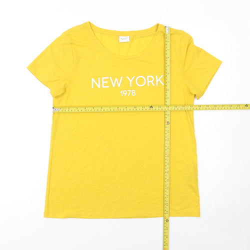 Jacqueline de Yong Women's Yellow New York 1978 T-Shirt S