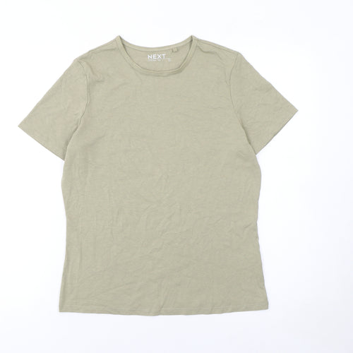 Next Women Beige Cotton Blend Basic T-Shirt S Short Sleeve