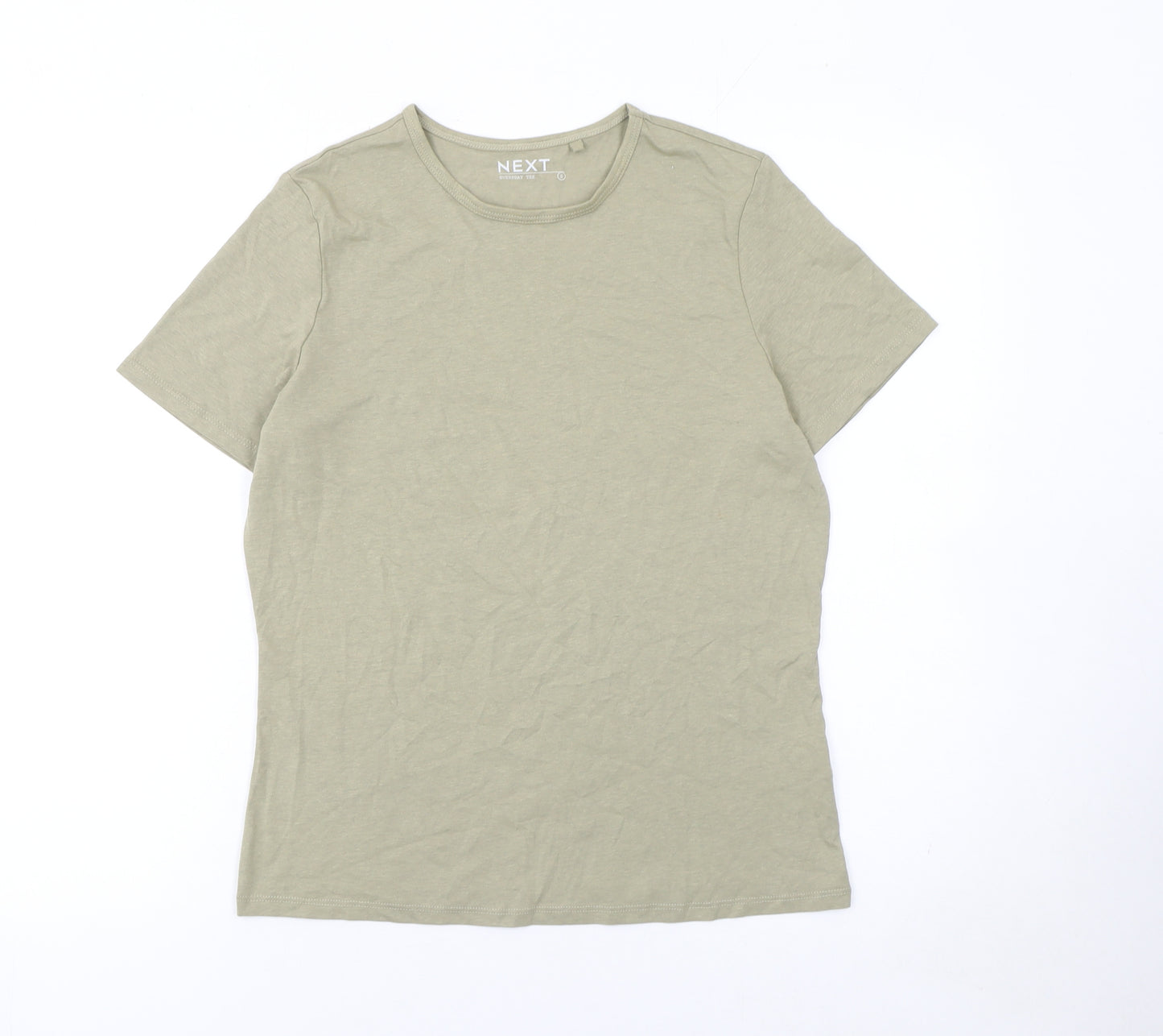 Next Women Beige Cotton Blend Basic T-Shirt S Short Sleeve