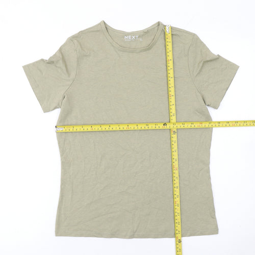 Next Women Beige Cotton Blend Basic T-Shirt S Short Sleeve