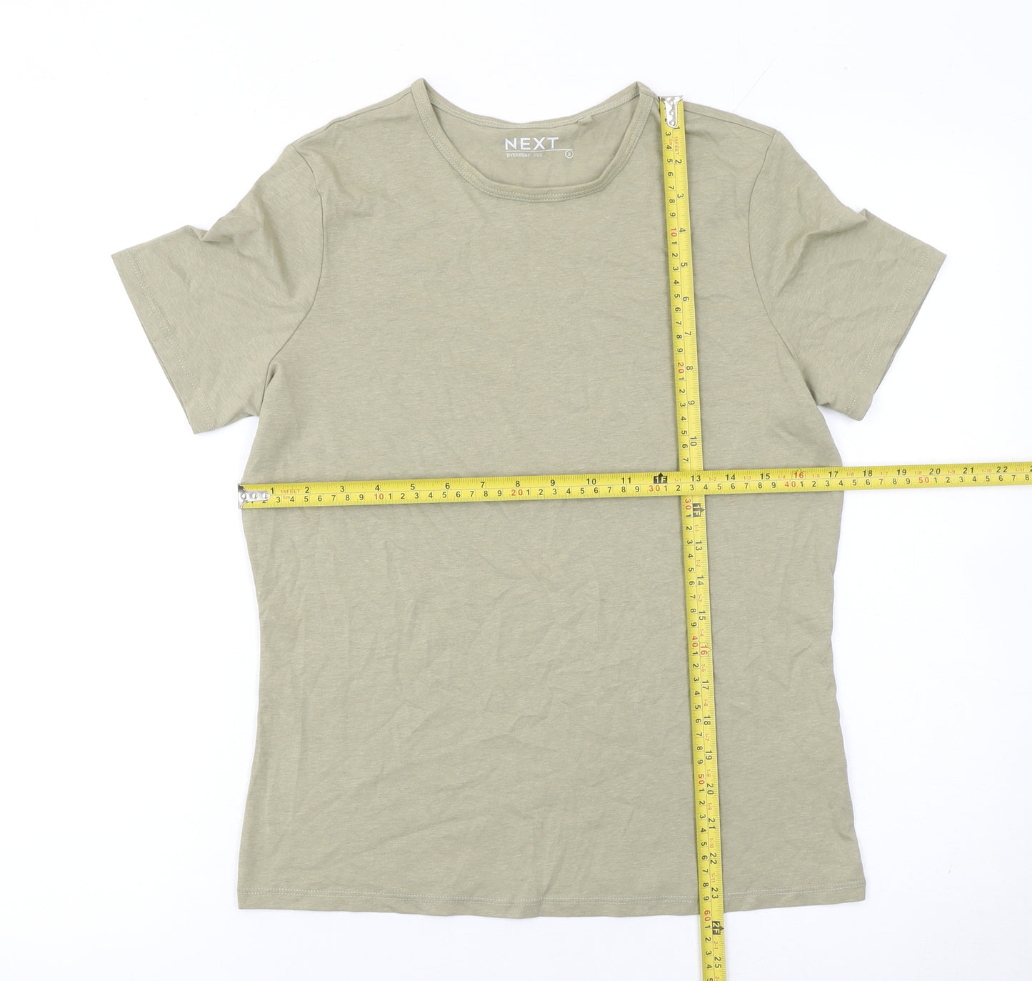 Next Women Beige Cotton Blend Basic T-Shirt S Short Sleeve