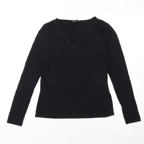 SHEIN Women’s Black Lace V-Neck Long Sleeve Blouse Size L