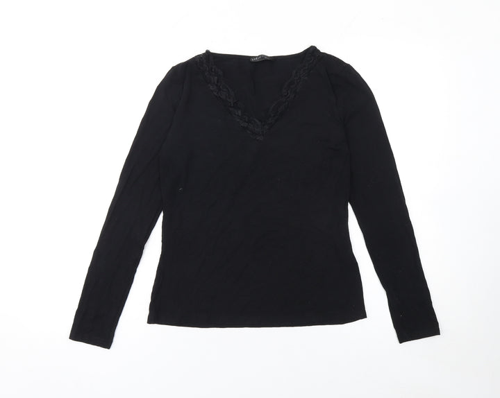 SHEIN Women’s Black Lace V-Neck Long Sleeve Blouse Size L