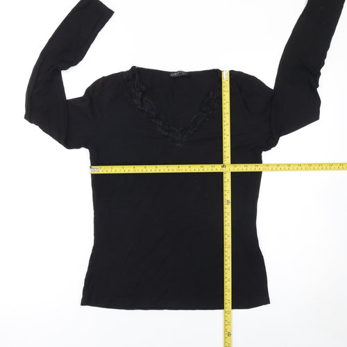 SHEIN Women’s Black Lace V-Neck Long Sleeve Blouse Size L