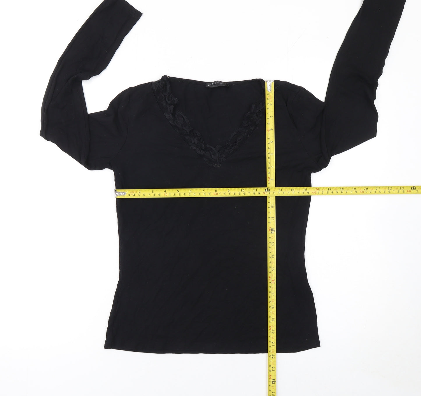 SHEIN Women’s Black Lace V-Neck Long Sleeve Blouse Size L