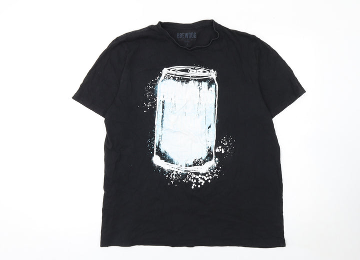 BrewDog Men's Black Graphic Beer Can T-Shirt Size L 100% Cotton