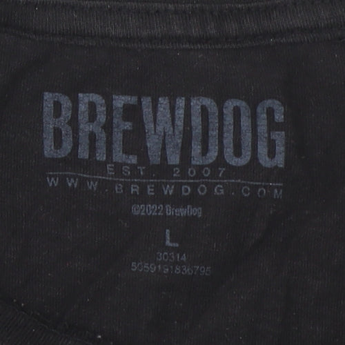 BrewDog Men's Black Graphic Beer Can T-Shirt Size L 100% Cotton
