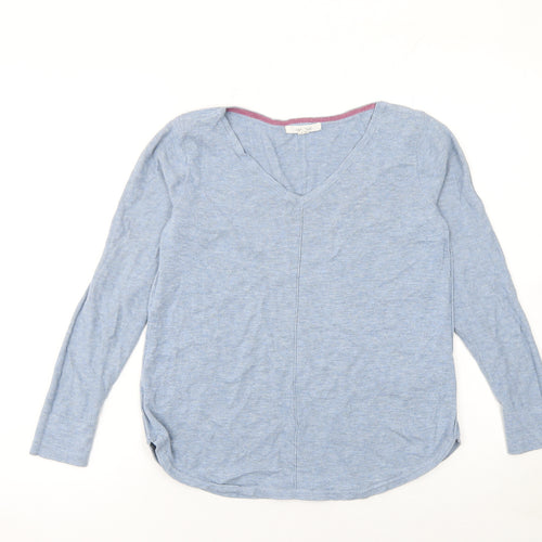 White Stuff Women Blue V-Neck Long Sleeve Cotton Jumper Size 8
