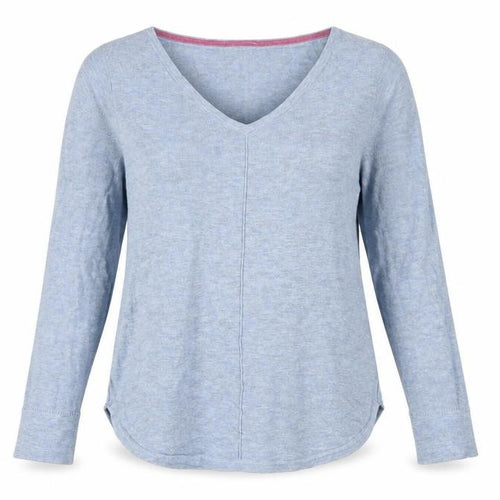 White Stuff Women Blue V-Neck Long Sleeve Cotton Jumper Size 8
