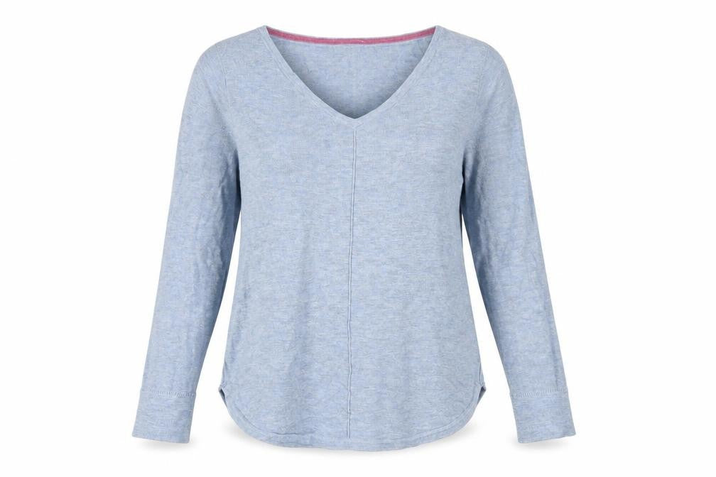 White Stuff Women Blue V-Neck Long Sleeve Cotton Jumper Size 8