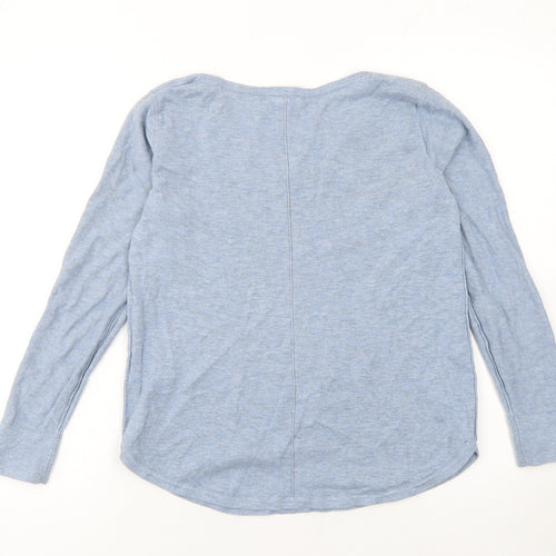 White Stuff Women Blue V-Neck Long Sleeve Cotton Jumper Size 8