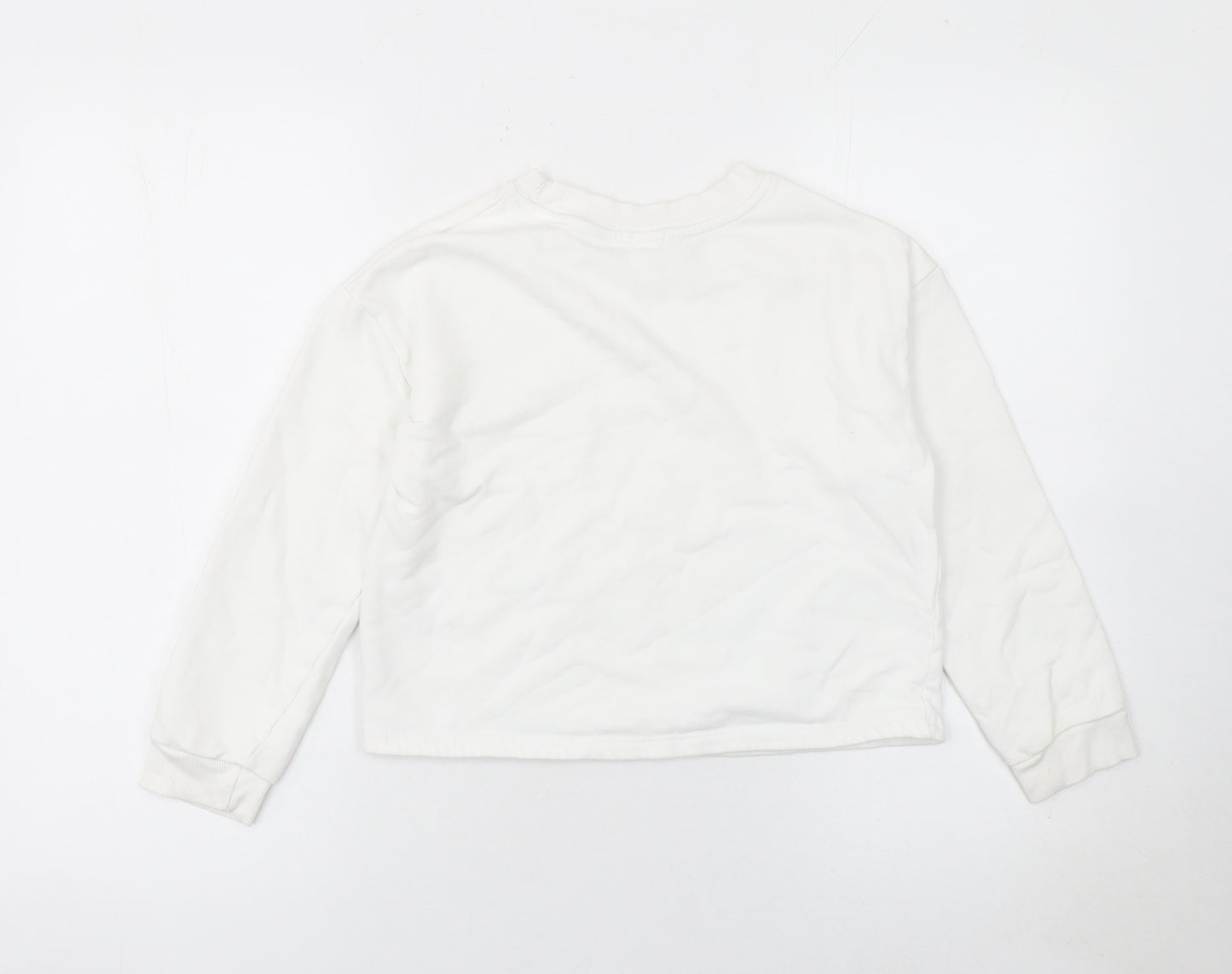 River Island Girls White Gold Logo Sweatshirt 9-10 Years Cotton Blend