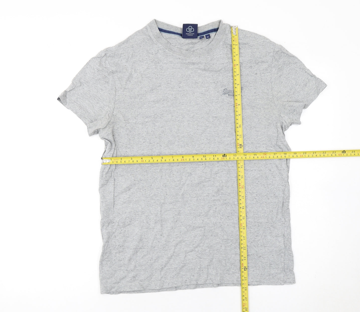 Superdry Men's Grey Organic Cotton Crew Neck T-Shirt Medium