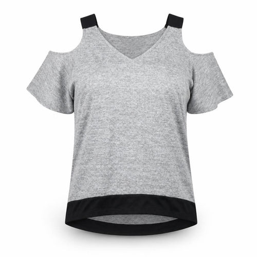 Lipsy Women’s Grey V-Neck Cold Shoulder Short Sleeve Top Size 8
