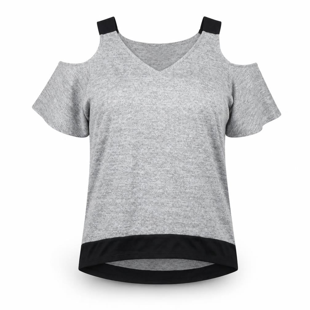 Lipsy Women’s Grey V-Neck Cold Shoulder Short Sleeve Top Size 8