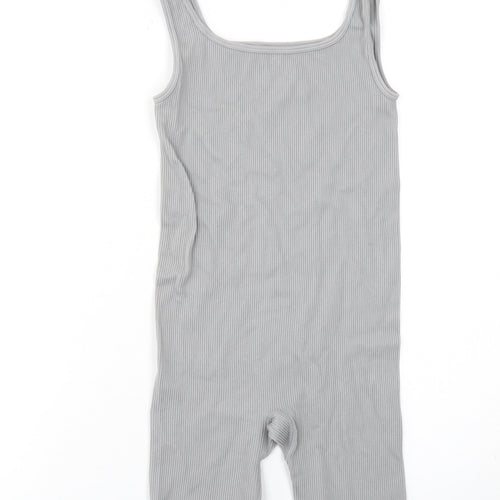 Matalan Girls Grey Ribbed Bodysuit One-Piece Large Sleeveless Stretch Fit