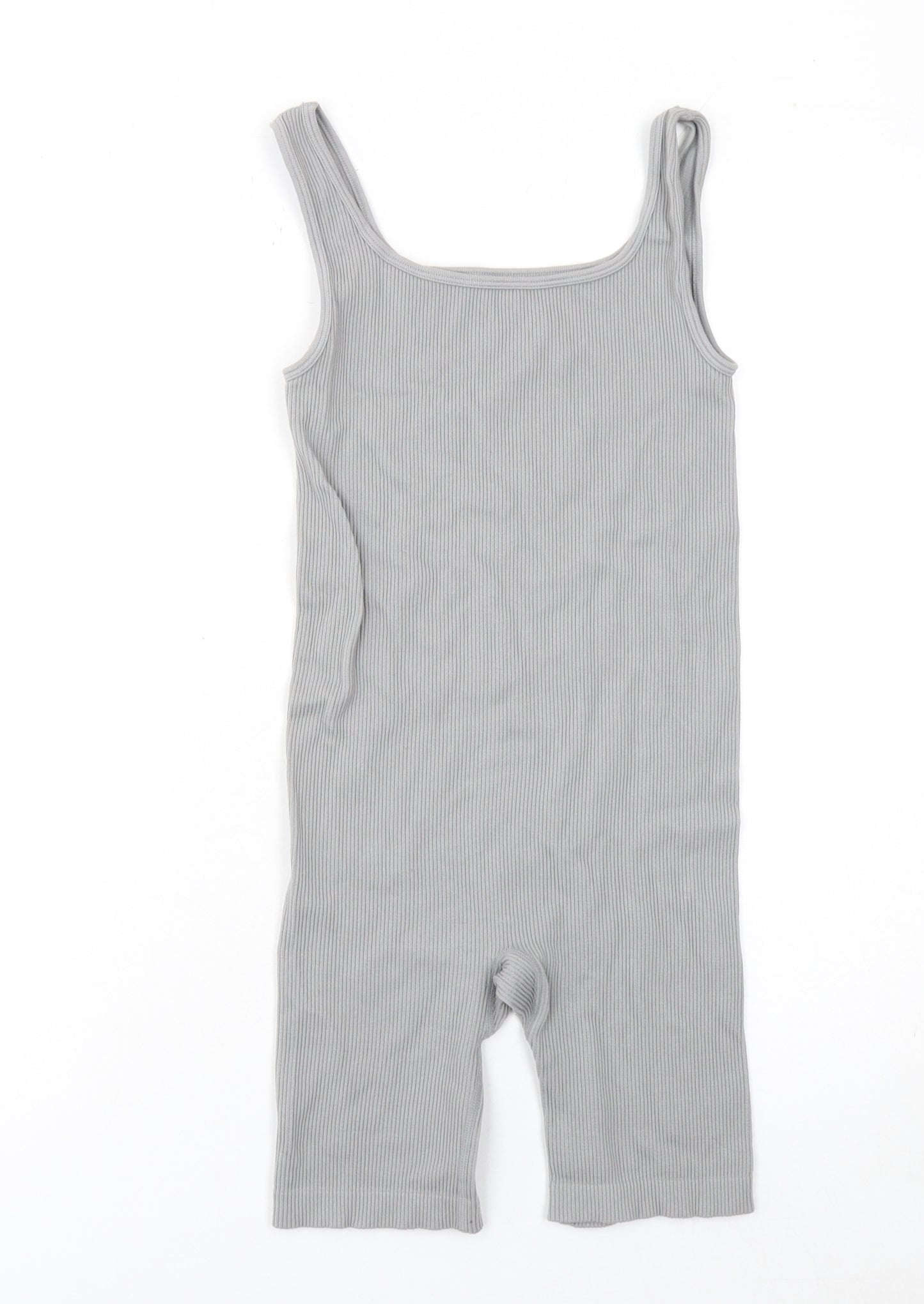 Matalan Girls Grey Ribbed Bodysuit One-Piece Large Sleeveless Stretch Fit