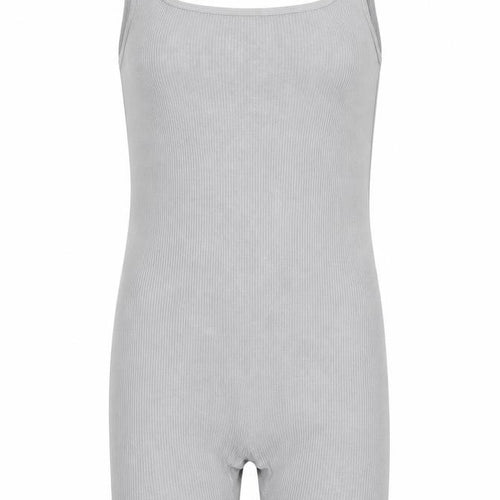 Matalan Girls Grey Ribbed Bodysuit One-Piece Large Sleeveless Stretch Fit