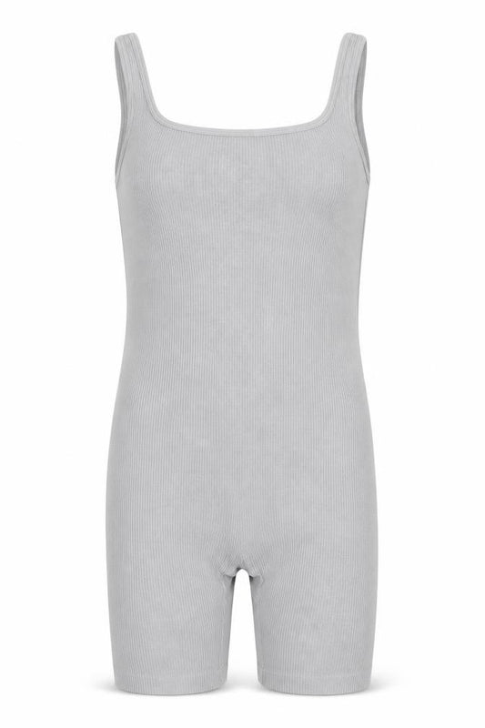 Matalan Girls Grey Ribbed Bodysuit One-Piece Large Sleeveless Stretch Fit