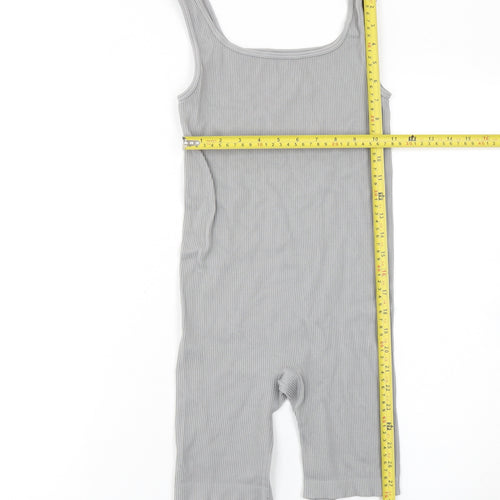 Matalan Girls Grey Ribbed Bodysuit One-Piece Large Sleeveless Stretch Fit