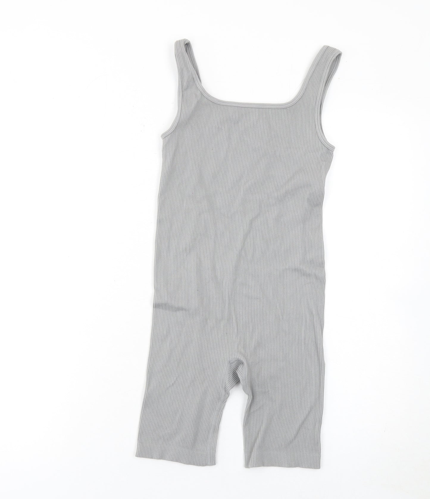 Matalan Girls Grey Ribbed Bodysuit One-Piece Large Sleeveless Stretch Fit