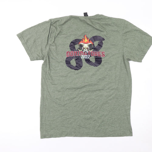 Gildan Men’s Green Tokyo Music Skull Graphic T-Shirt Size M