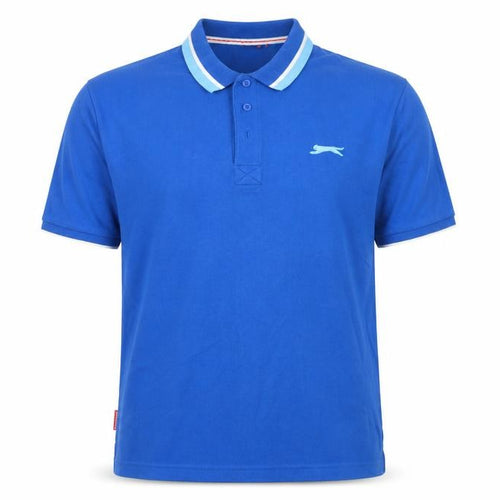 Slazenger Men's Blue Cotton Polo Shirt L Regular Fit Sports Casual