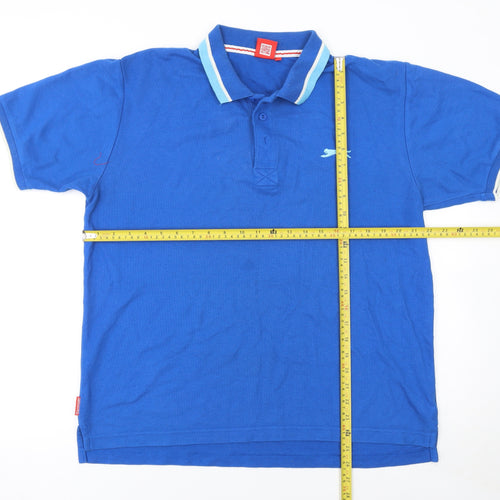 Slazenger Men's Blue Cotton Polo Shirt L Regular Fit Sports Casual