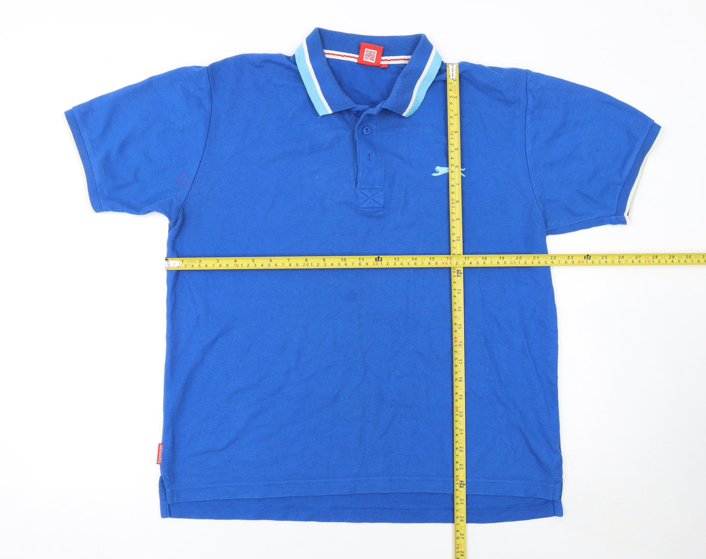 Slazenger Men's Blue Cotton Polo Shirt L Regular Fit Sports Casual