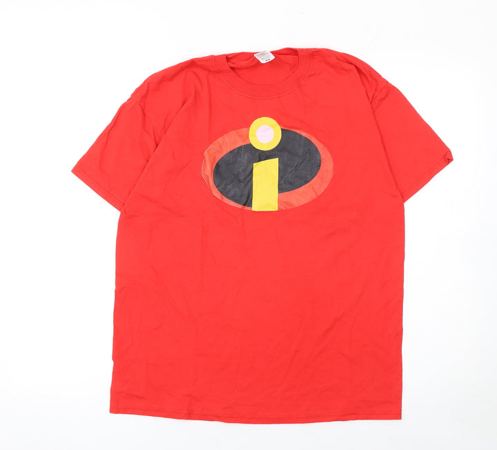Fruit of the Loom Men's Red The Incredibles Logo Short Sleeve Cotton T-Shirt M