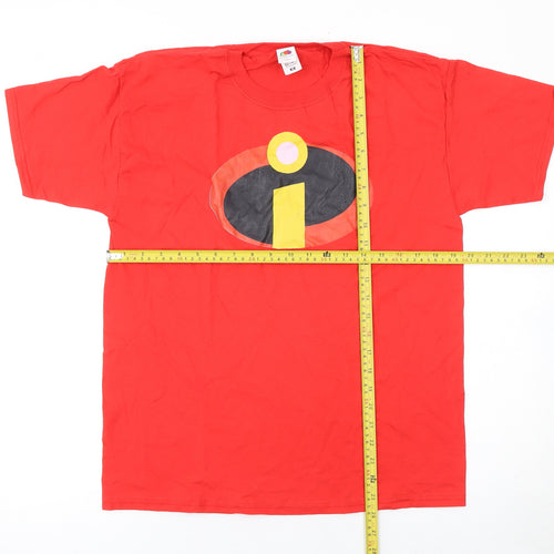 Fruit of the Loom Men's Red The Incredibles Logo Short Sleeve Cotton T-Shirt M