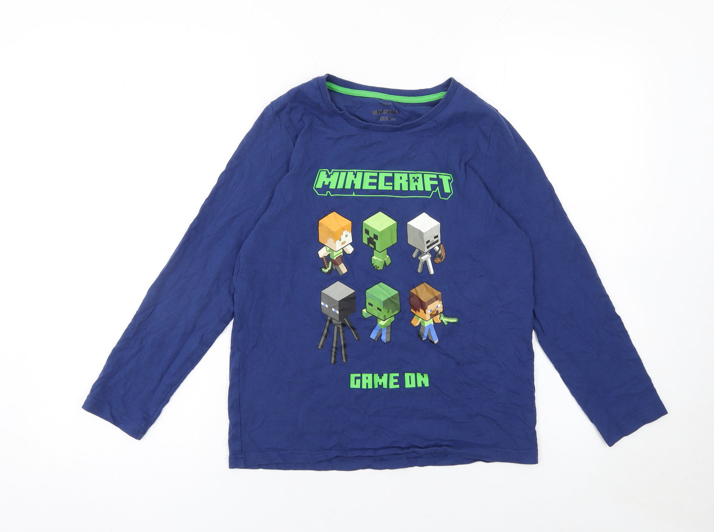 Marks & Spencer Boys Blue Minecraft Long Sleeve Cotton T-Shirt 10-11 Years