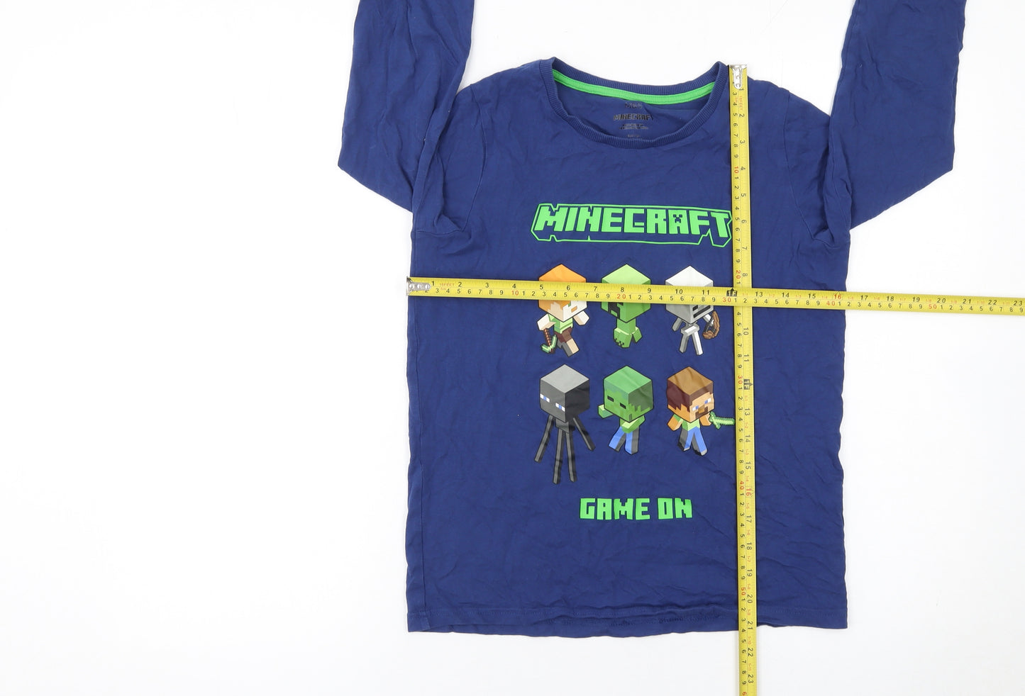 Marks & Spencer Boys Blue Minecraft Long Sleeve Cotton T-Shirt 10-11 Years