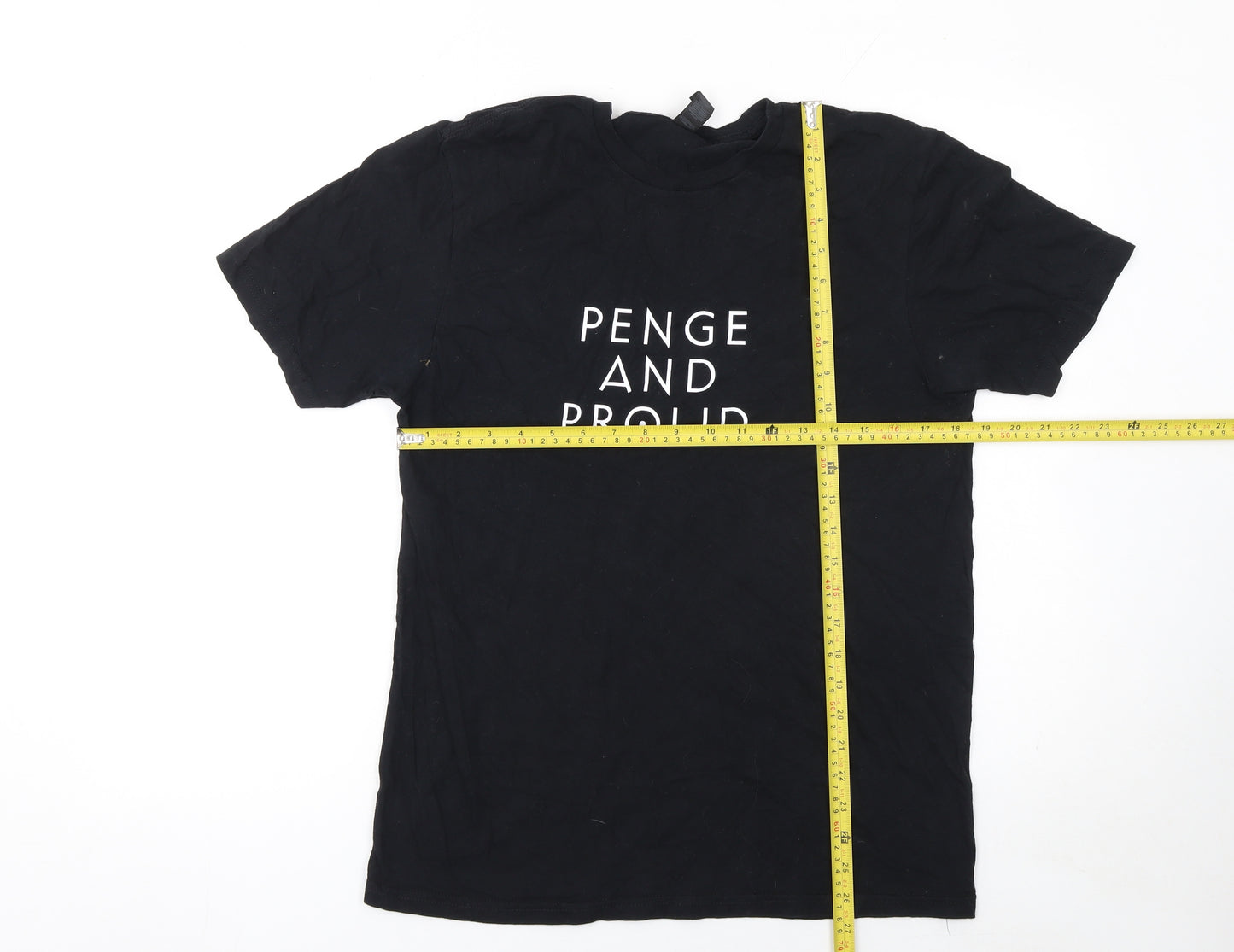 Gildan Women's Black Penge and Proud Cotton T-Shirt Medium