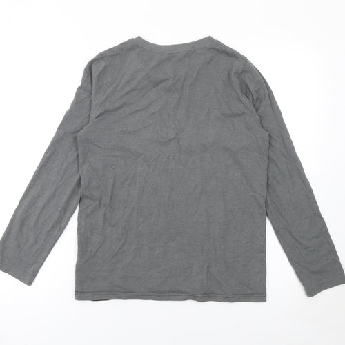 Marks and Spencer Boys Grey & Black Colourblock Long Sleeve T-Shirt 12-13 Years