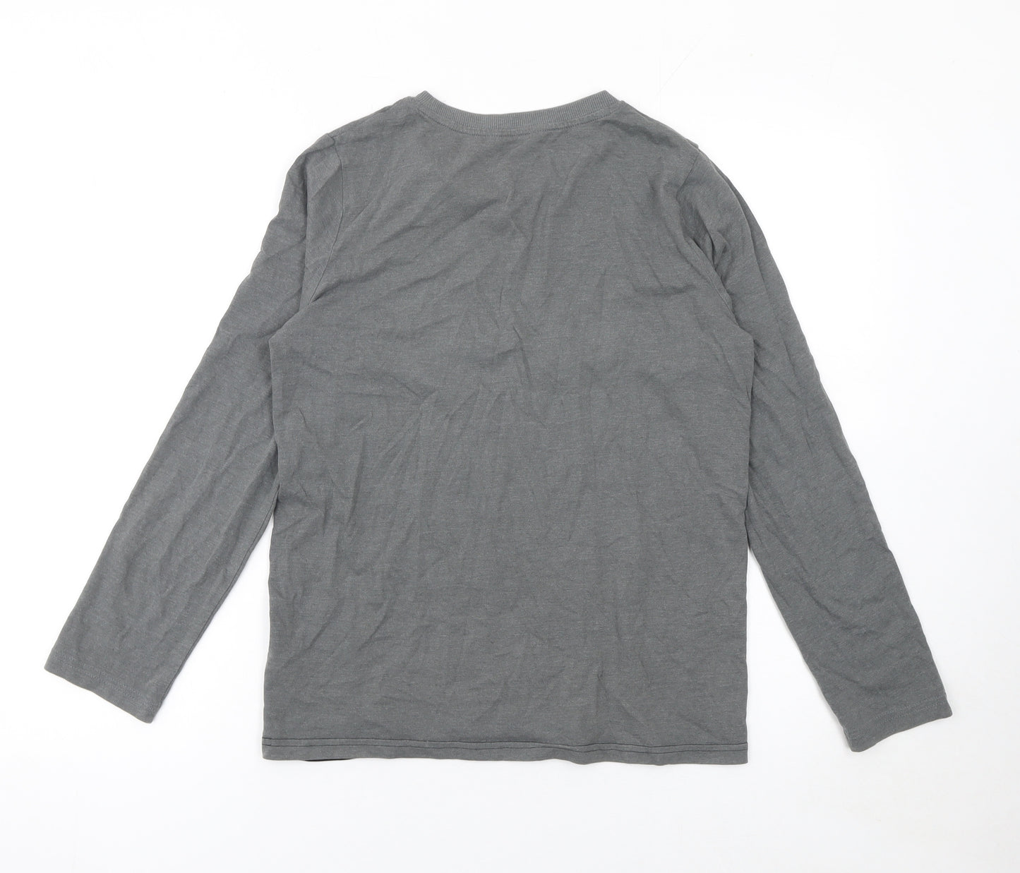 Marks and Spencer Boys Grey & Black Colourblock Long Sleeve T-Shirt 12-13 Years
