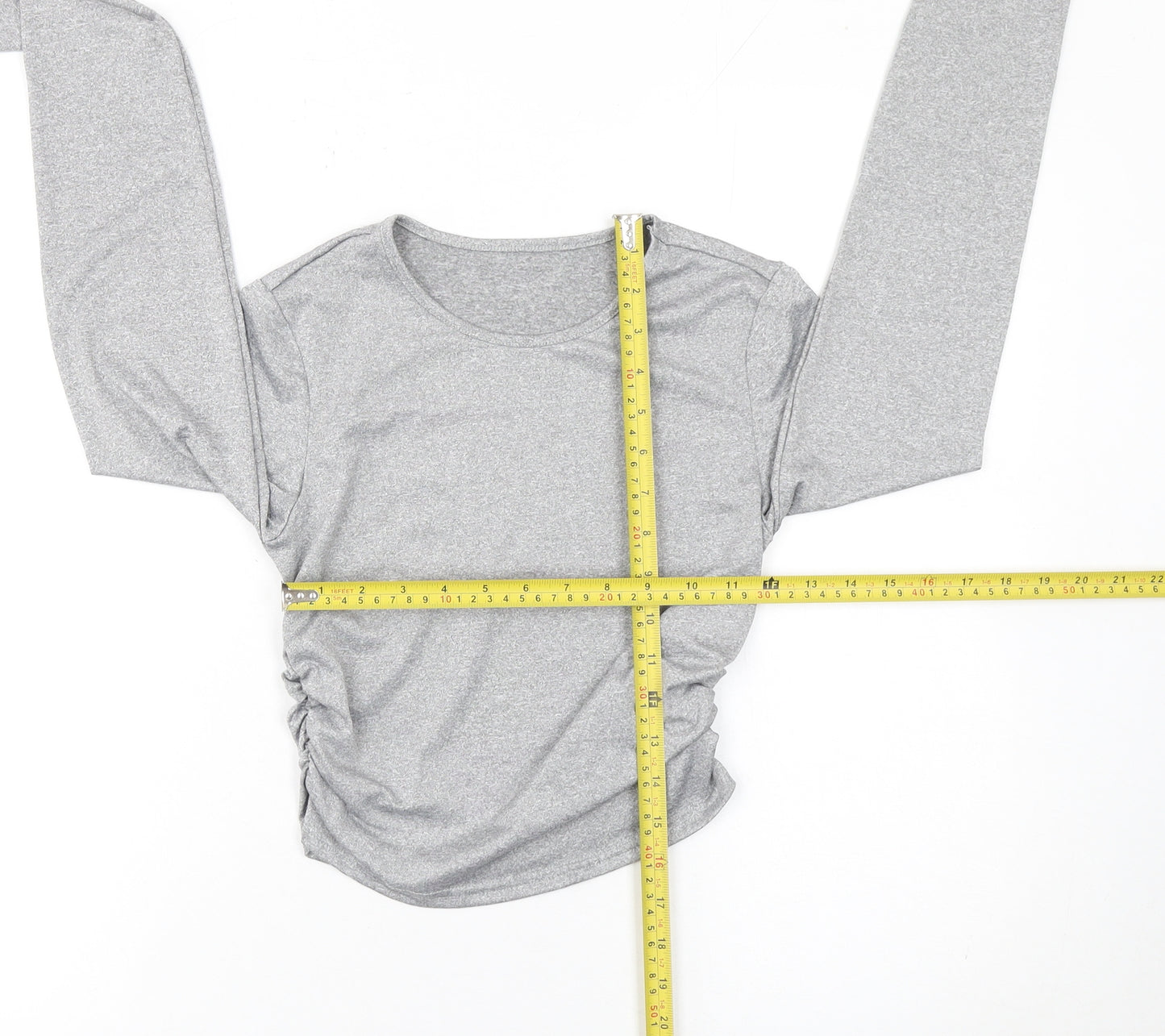 SHEIN Women’s Grey Cropped Long Sleeve Slim Fit Top Size 8