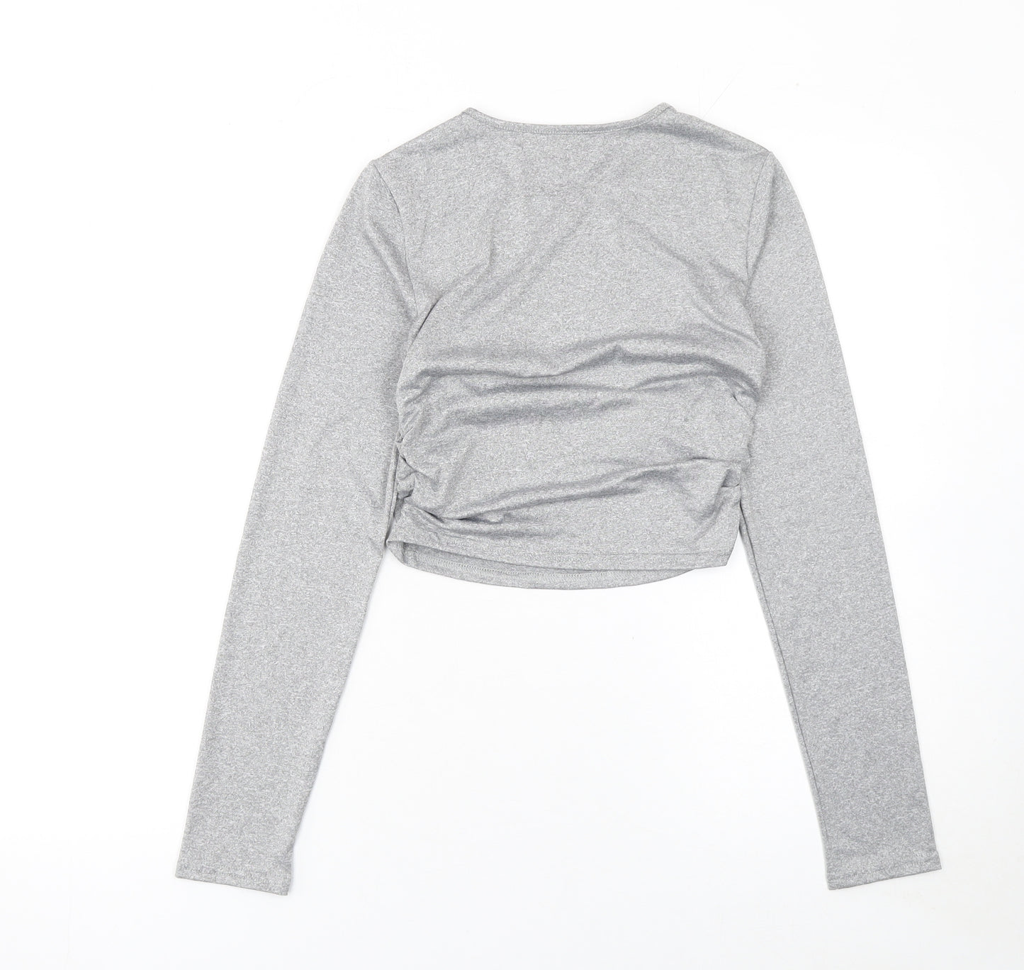 SHEIN Women’s Grey Cropped Long Sleeve Slim Fit Top Size 8