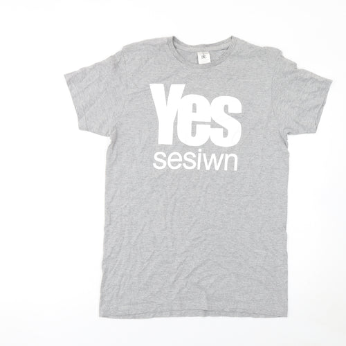 B&C Collection Men's Grey Yes Sesiwn Graphic Cotton T-Shirt M