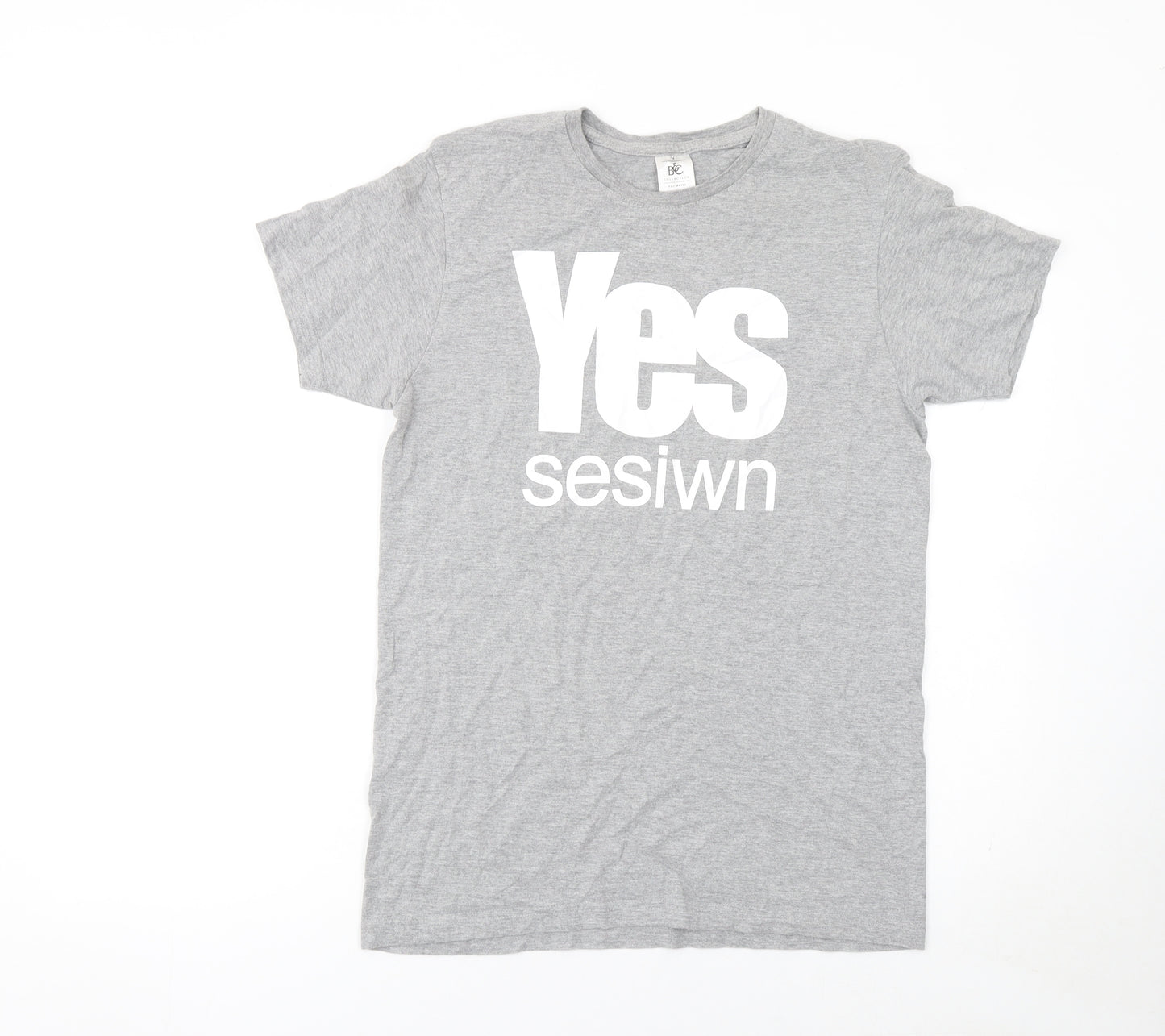B&C Collection Men's Grey Yes Sesiwn Graphic Cotton T-Shirt M