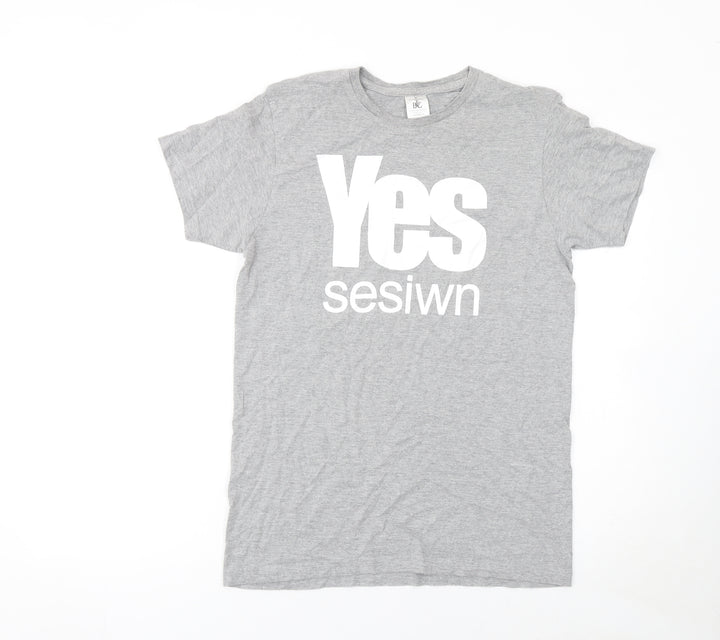 B&C Collection Men's Grey Yes Sesiwn Graphic Cotton T-Shirt M
