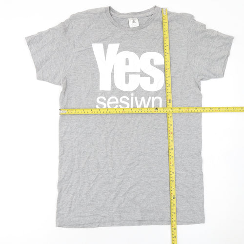B&C Collection Men's Grey Yes Sesiwn Graphic Cotton T-Shirt M