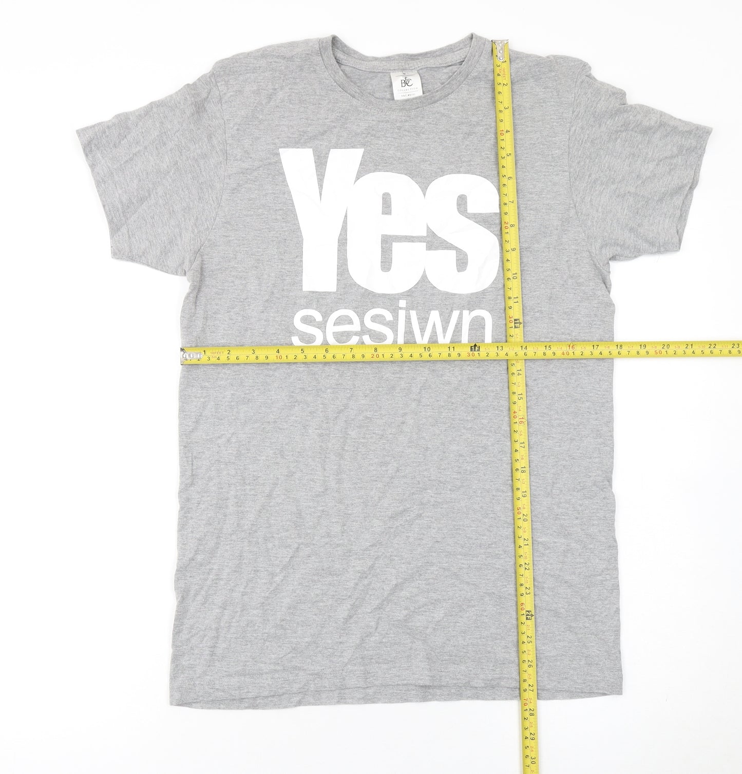 B&C Collection Men's Grey Yes Sesiwn Graphic Cotton T-Shirt M