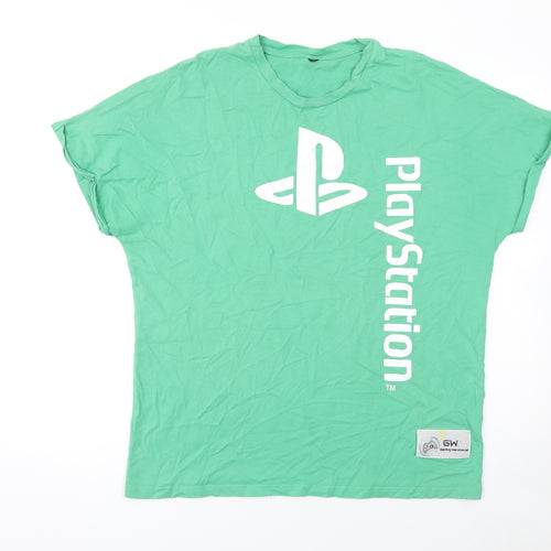 GW Men’s Green PlayStation Graphic Cotton T-Shirt XL